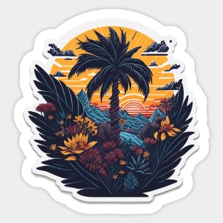 Coastal Dreams: Isometric Palm Tree Graphic Sticker